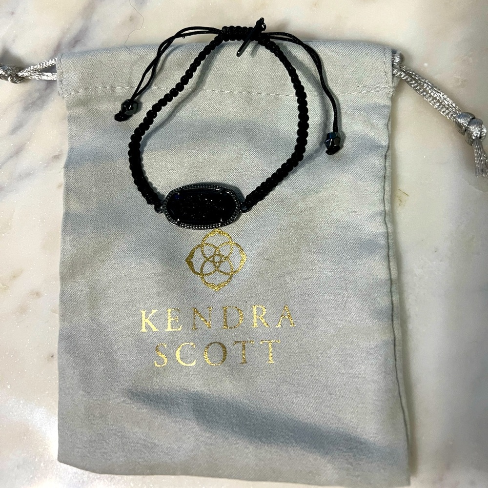 LIMITED EDITION ESSIE BLACK DRUZY AND BLACK ADJUSTABLE BRACELET M/L